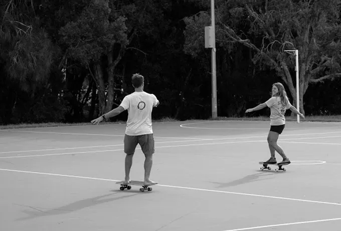 Surf skate coaching session